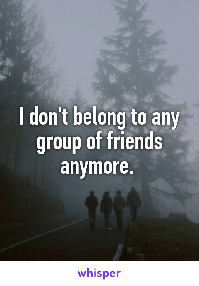 I don't belong to any group of friends anymore. 