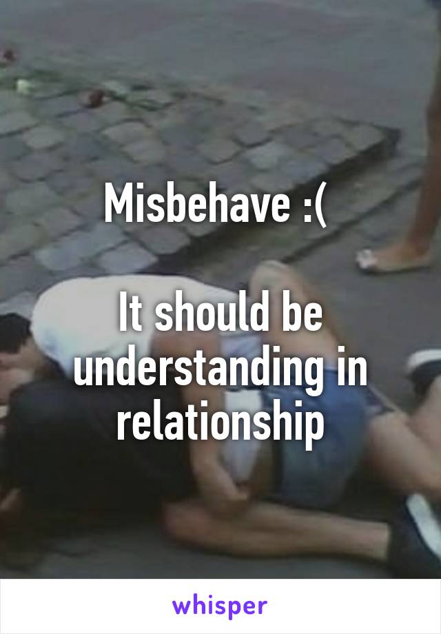 Misbehave :( 

It should be understanding in relationship