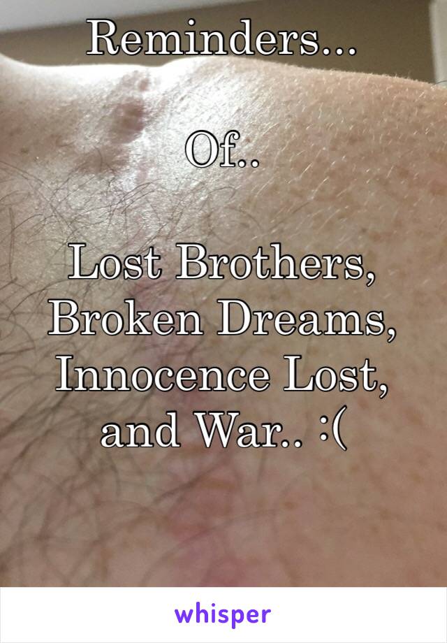 Reminders...

Of.. 

Lost Brothers,
Broken Dreams,
Innocence Lost,
and War.. :(


