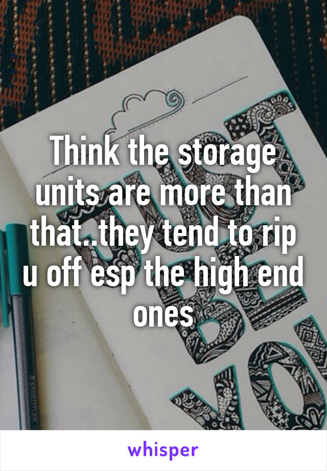 Think the storage units are more than that..they tend to rip u off esp the high end ones