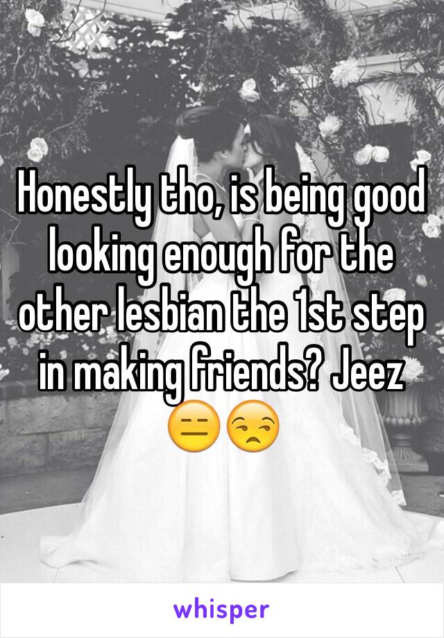 Honestly tho, is being good looking enough for the other lesbian the 1st step in making friends? Jeez 😑😒