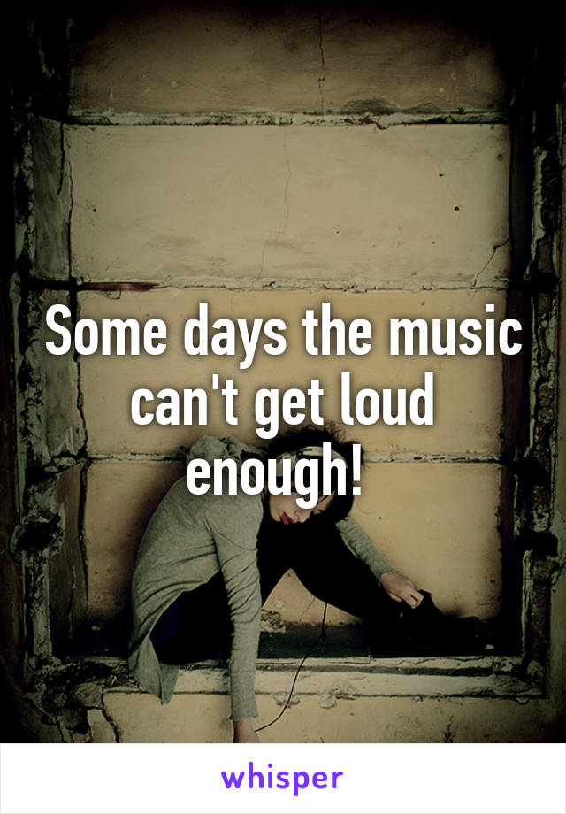 Some days the music can't get loud enough! 