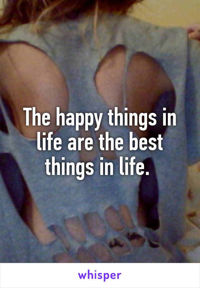 The happy things in life are the best things in life. 