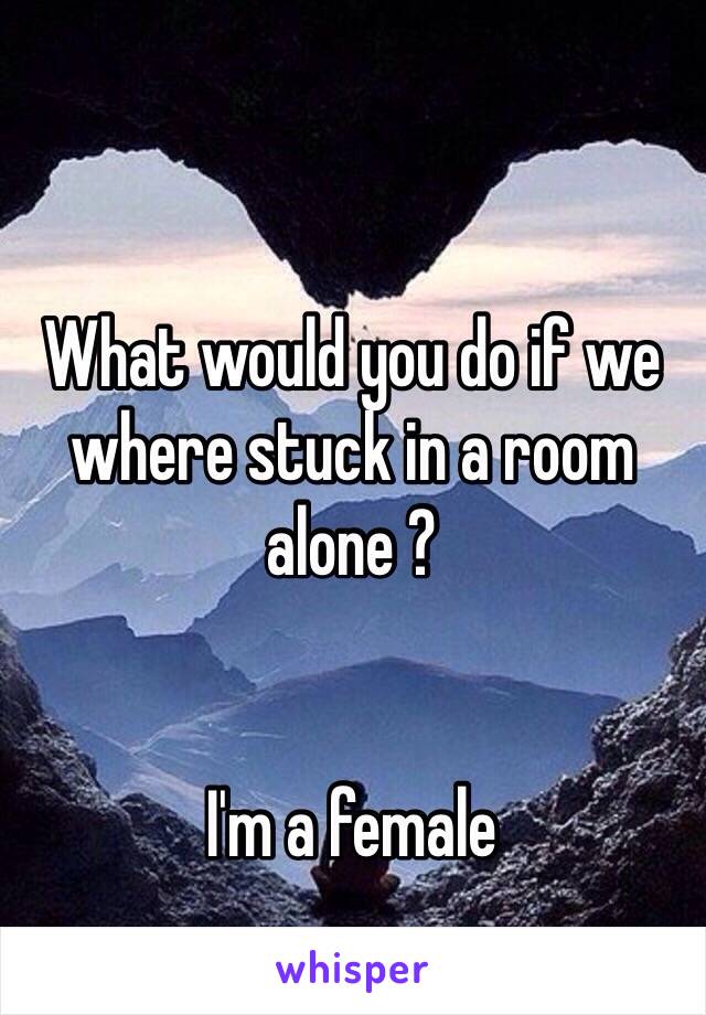 What would you do if we where stuck in a room alone ? 


I'm a female 