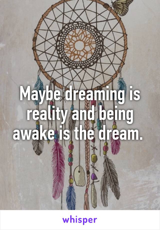 Maybe dreaming is reality and being awake is the dream. 