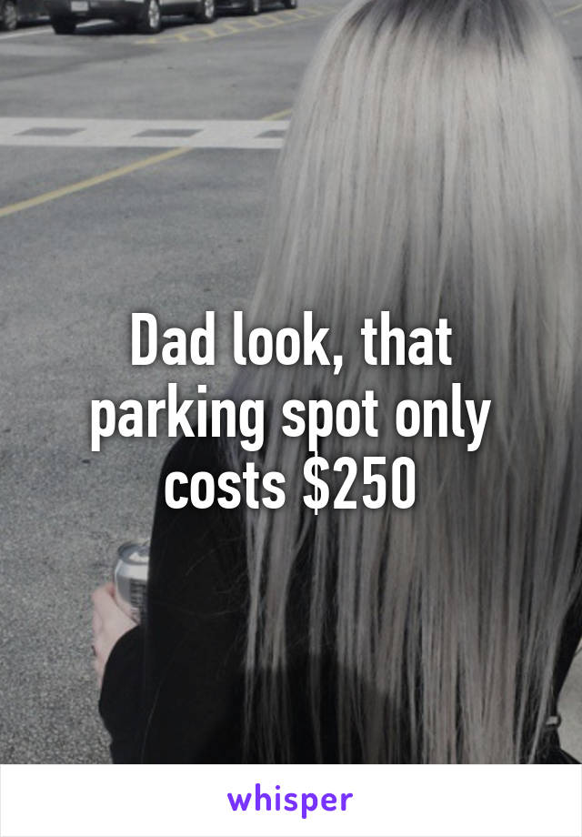 Dad look, that parking spot only costs $250