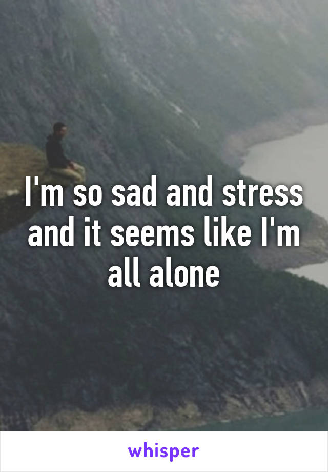 I'm so sad and stress and it seems like I'm all alone