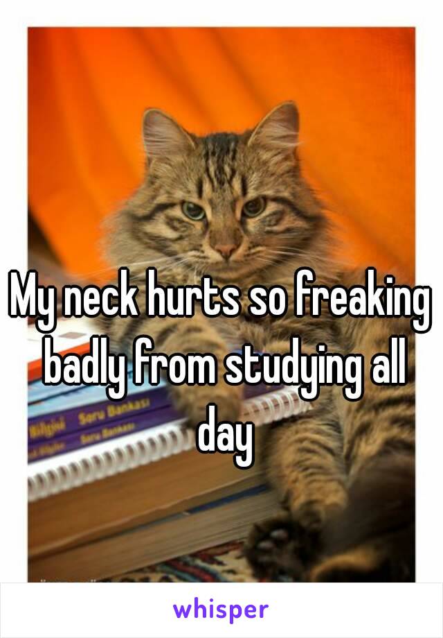 My neck hurts so freaking badly from studying all day