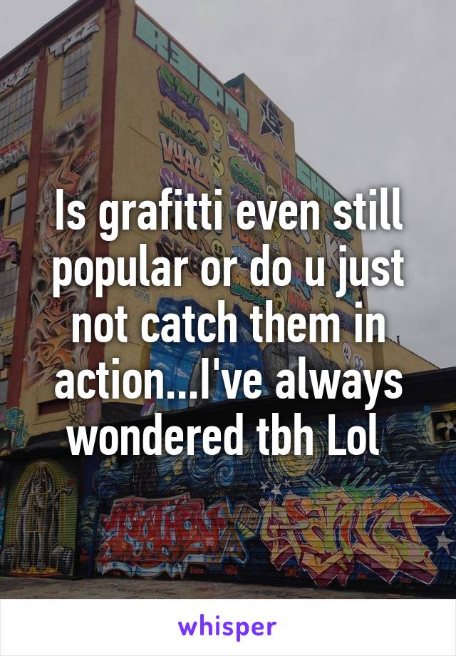 Is grafitti even still popular or do u just not catch them in action...I've always wondered tbh Lol 