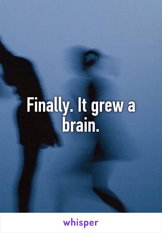 Finally. It grew a brain.