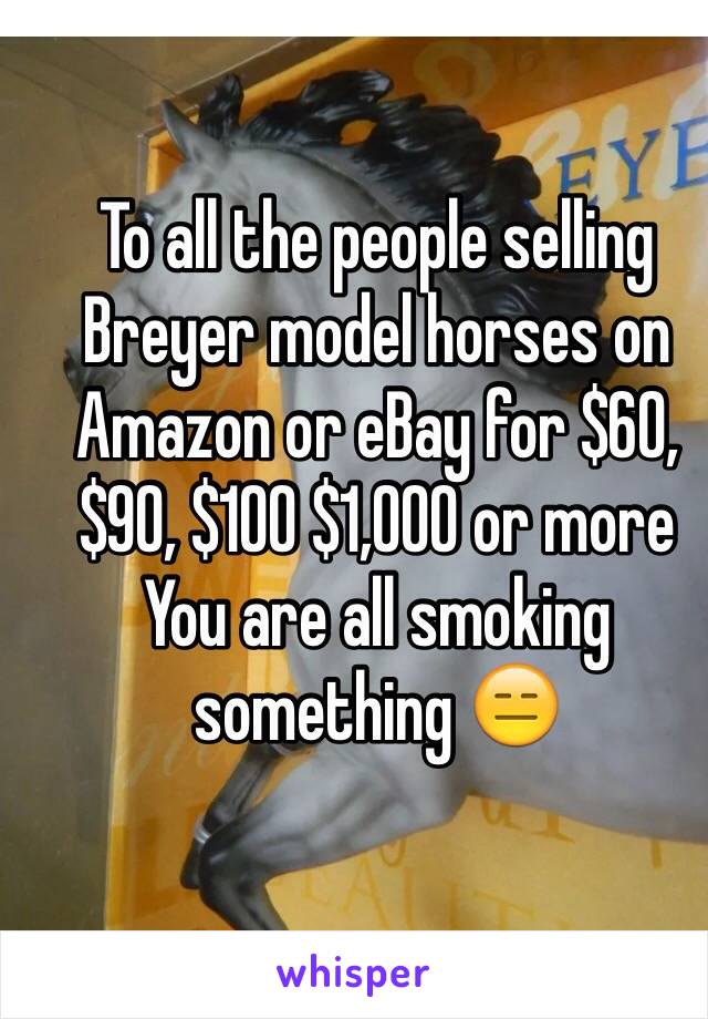 To all the people selling Breyer model horses on Amazon or eBay for $60, $90, $100 $1,000 or more
You are all smoking something 😑