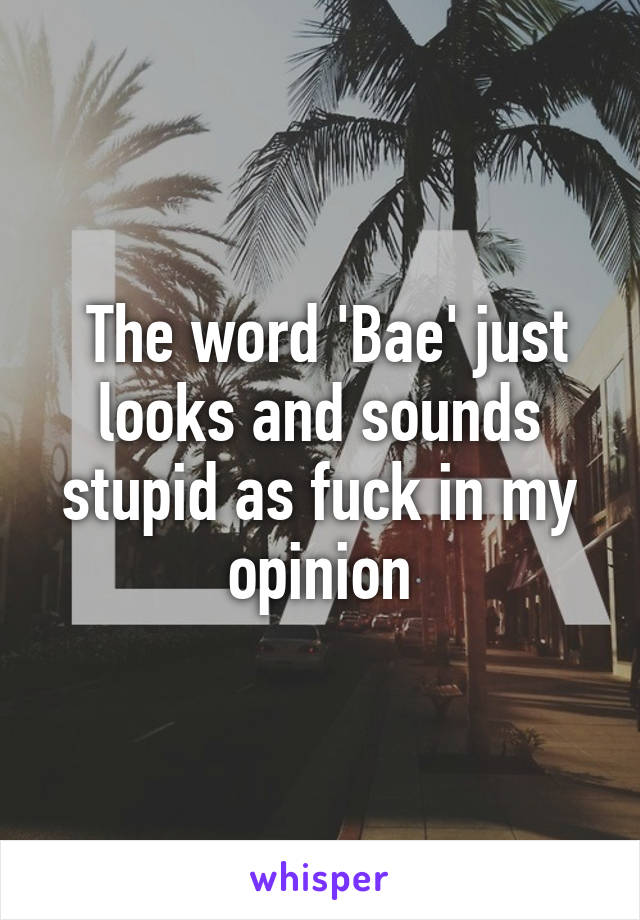  The word 'Bae' just looks and sounds stupid as fuck in my opinion