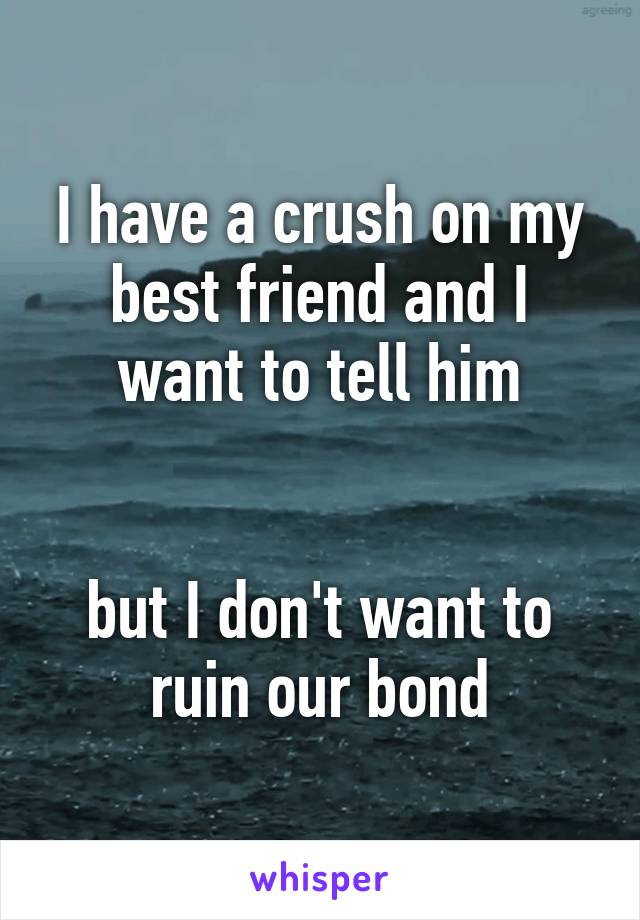 I have a crush on my best friend and I want to tell him


but I don't want to ruin our bond