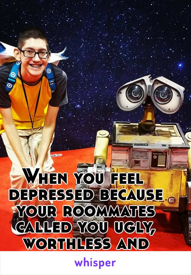 When you feel depressed because your roommates called you ugly, worthless and hopeless.