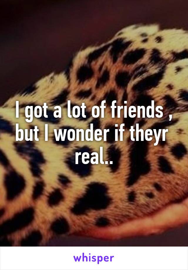 I got a lot of friends , but I wonder if theyr  real..