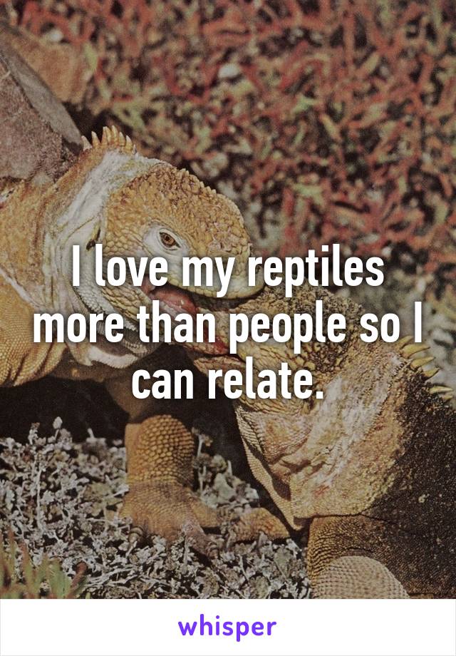 I love my reptiles more than people so I can relate.