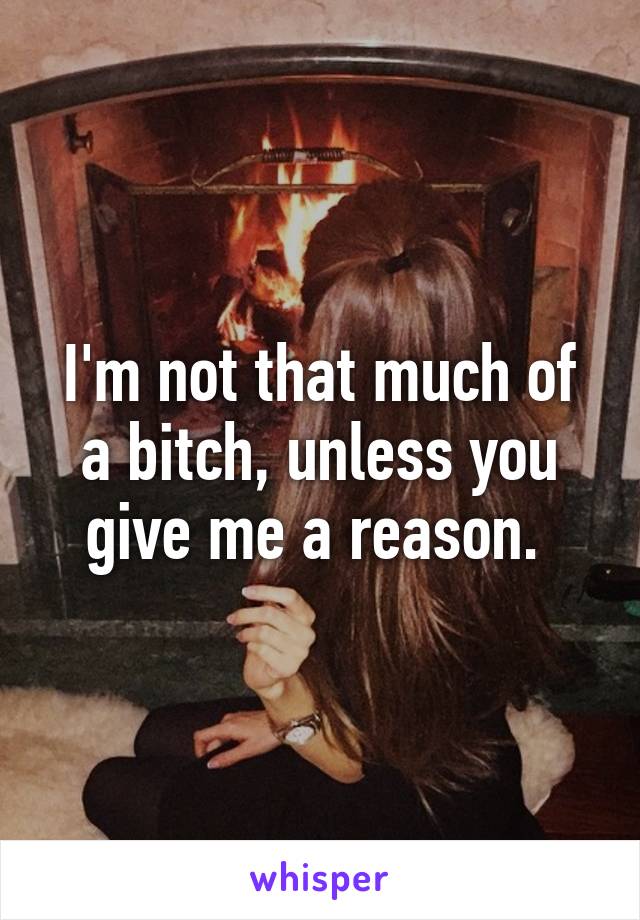 I'm not that much of a bitch, unless you give me a reason. 