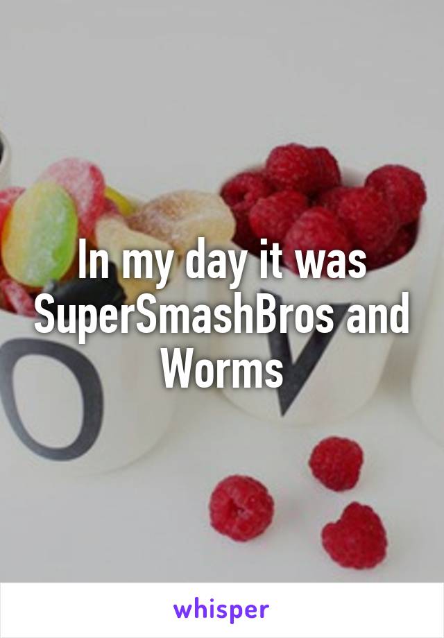 In my day it was SuperSmashBros and Worms