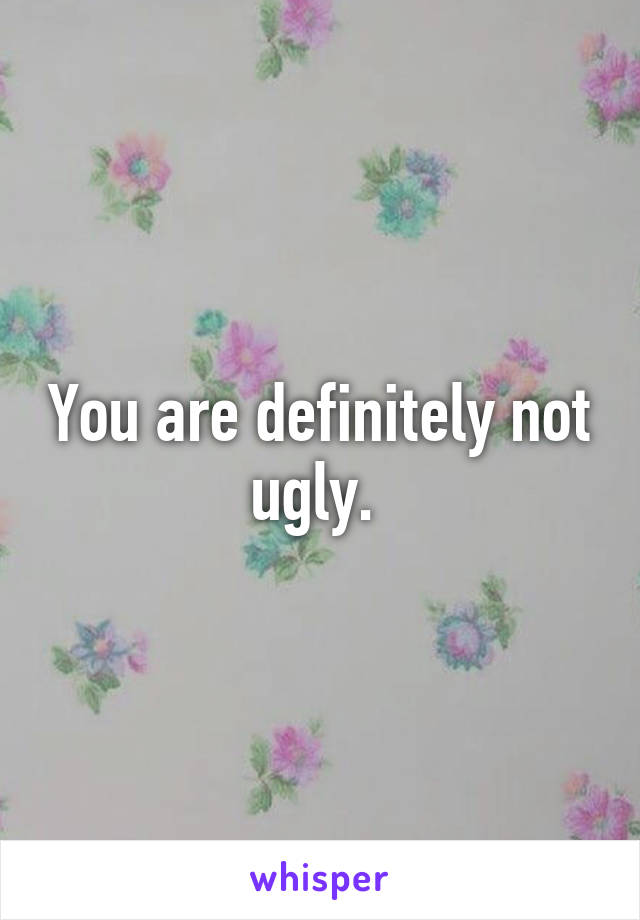 You are definitely not ugly. 