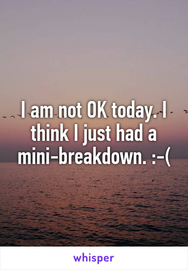 I am not OK today. I think I just had a mini-breakdown. :-(