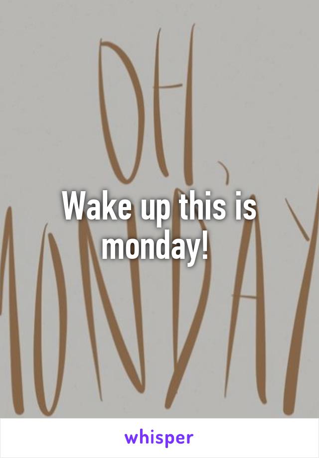 Wake up this is monday! 