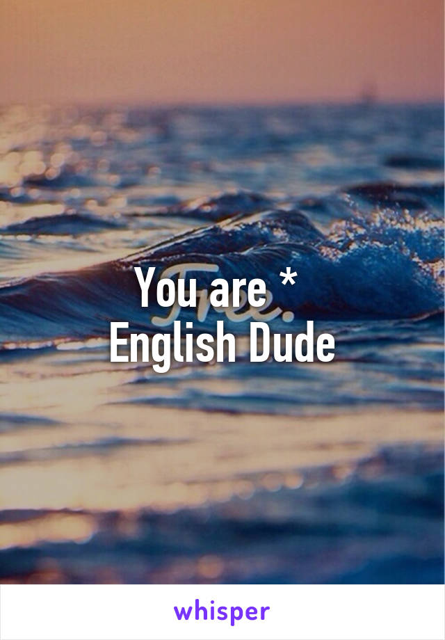 You are * 
 English Dude 