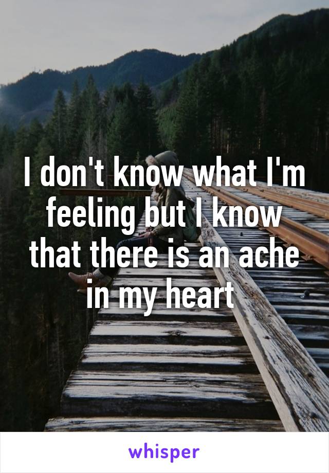 I don't know what I'm feeling but I know that there is an ache in my heart 