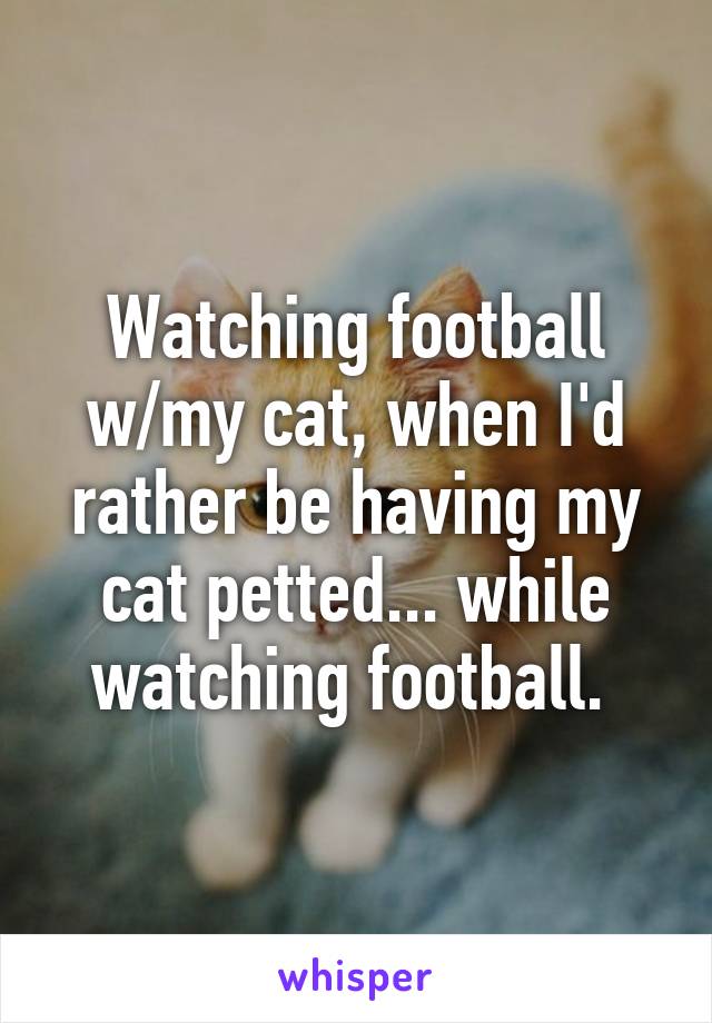 Watching football w/my cat, when I'd rather be having my cat petted... while watching football. 