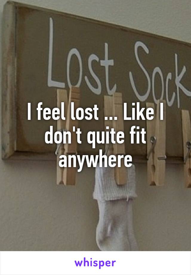 I feel lost ... Like I don't quite fit anywhere