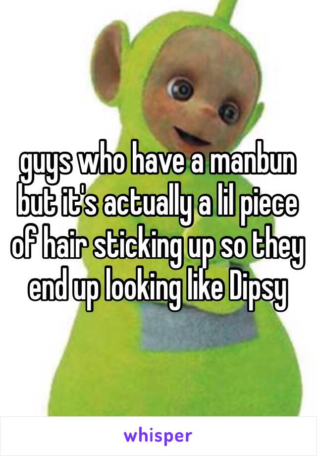 guys who have a manbun but it's actually a lil piece of hair sticking up so they end up looking like Dipsy