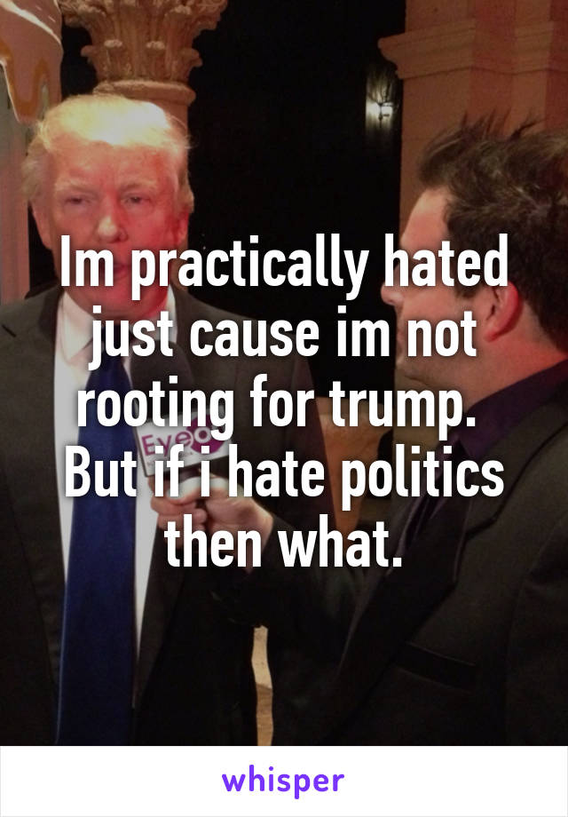 Im practically hated just cause im not rooting for trump. 
But if i hate politics then what.