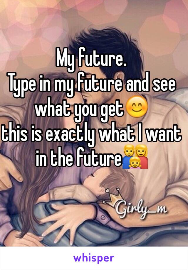 My future. 
Type in my future and see what you get😊
this is exactly what I want in the future👨‍👩‍👧