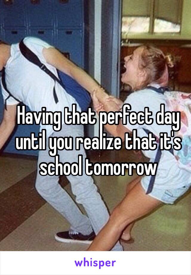 Having that perfect day until you realize that it's school tomorrow 