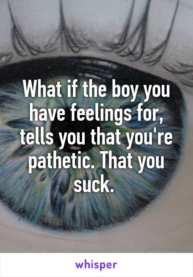 What if the boy you have feelings for, tells you that you're pathetic. That you suck. 