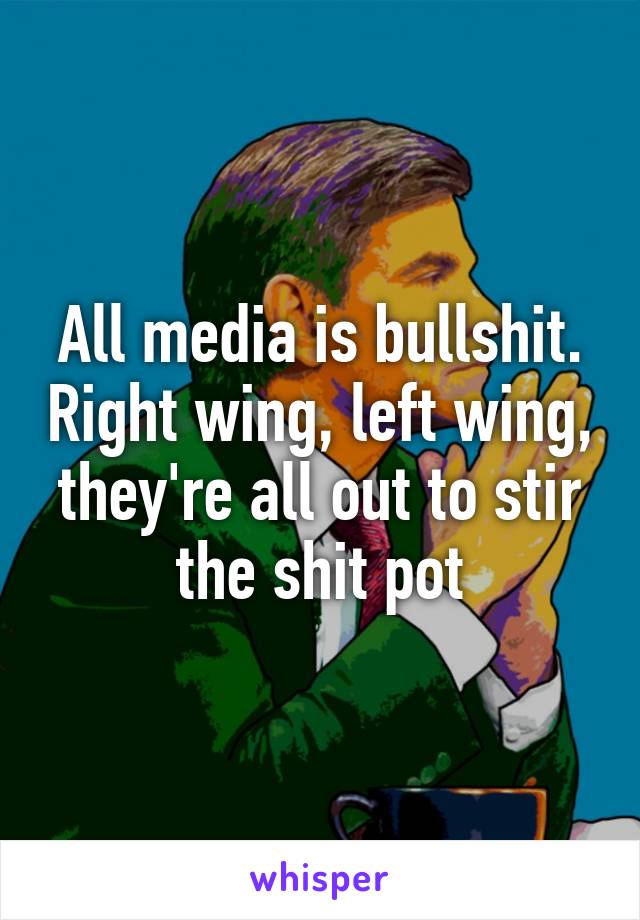 All media is bullshit. Right wing, left wing, they're all out to stir the shit pot