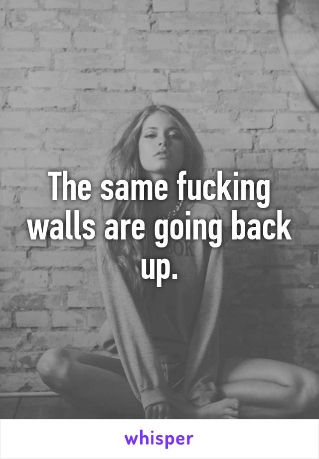 The same fucking walls are going back up.