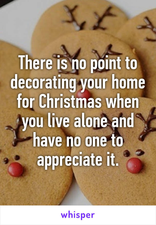 There is no point to decorating your home for Christmas when you live alone and have no one to appreciate it.