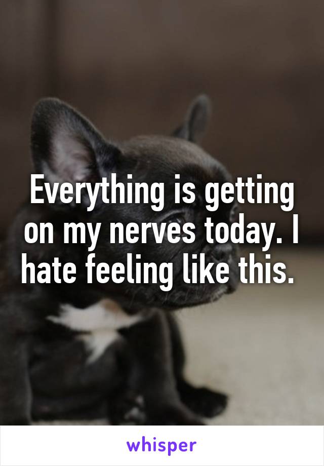 Everything is getting on my nerves today. I hate feeling like this. 