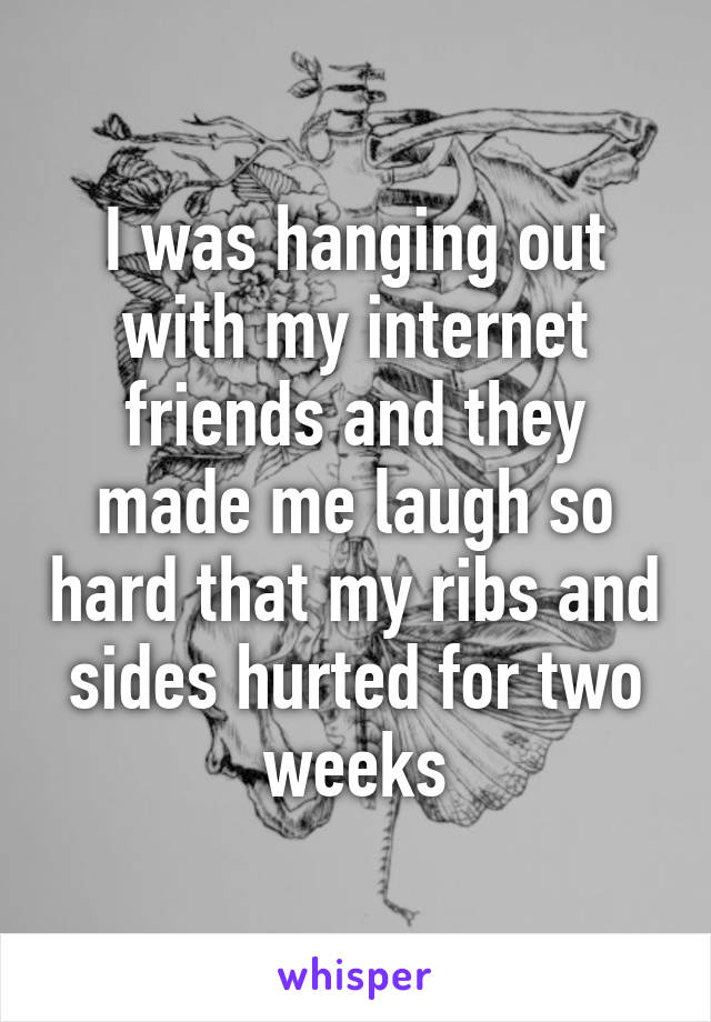 I was hanging out with my internet friends and they made me laugh so hard that my ribs and sides hurted for two weeks