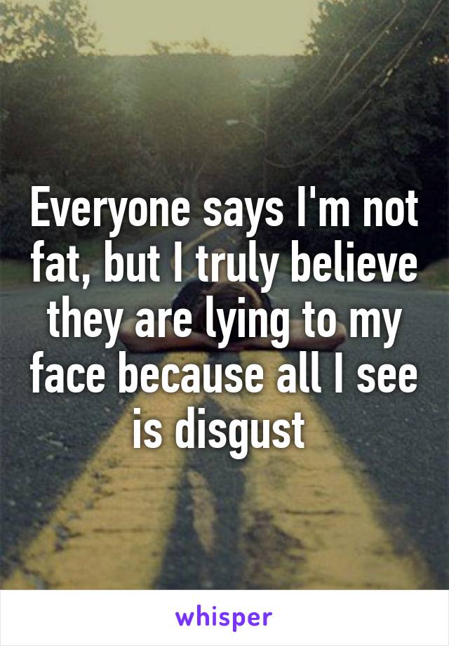 Everyone says I'm not fat, but I truly believe they are lying to my face because all I see is disgust 