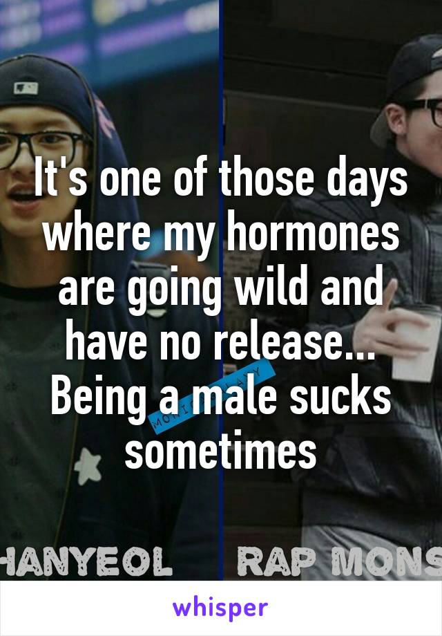It's one of those days where my hormones are going wild and have no release...
Being a male sucks sometimes