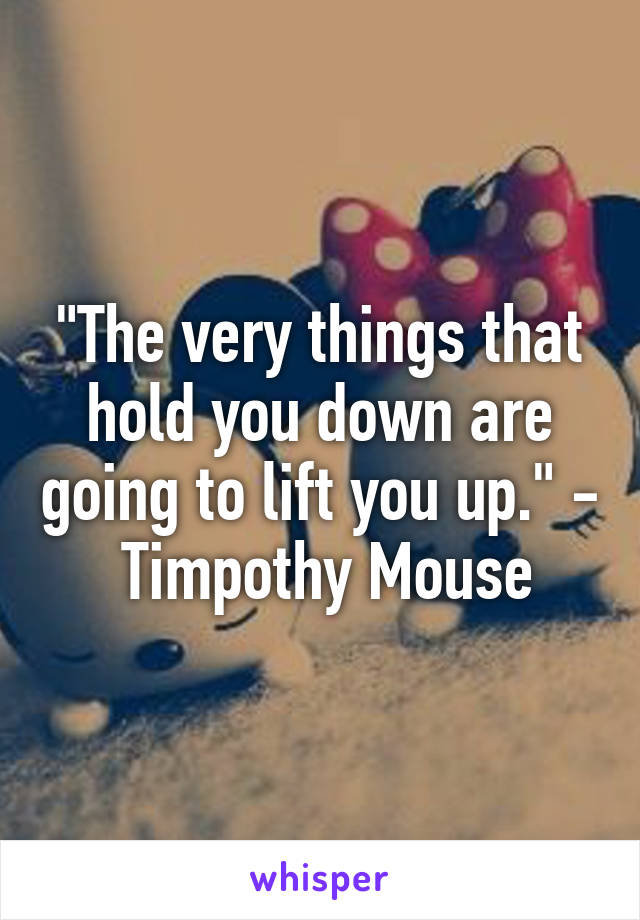 "The very things that hold you down are going to lift you up." -  Timpothy Mouse