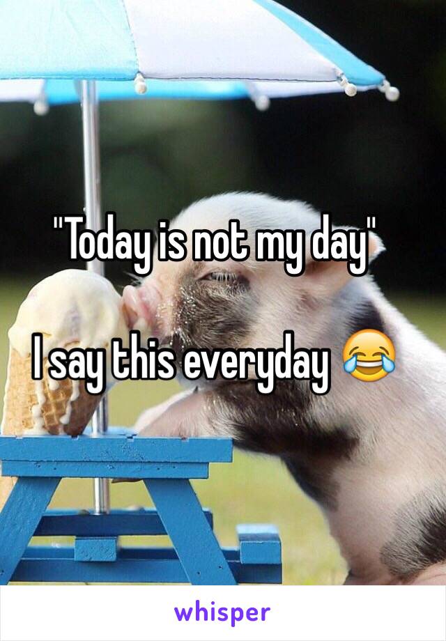 "Today is not my day" 

I say this everyday 😂