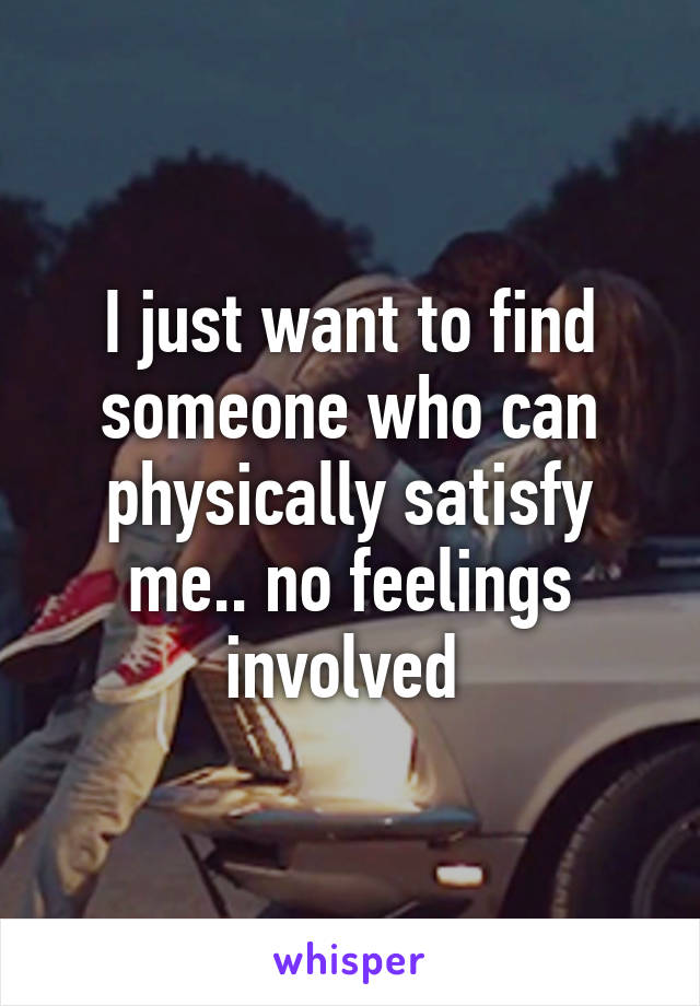 I just want to find someone who can physically satisfy me.. no feelings involved 