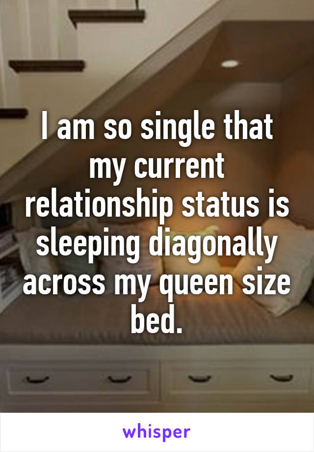 I am so single that my current relationship status is sleeping diagonally across my queen size bed.