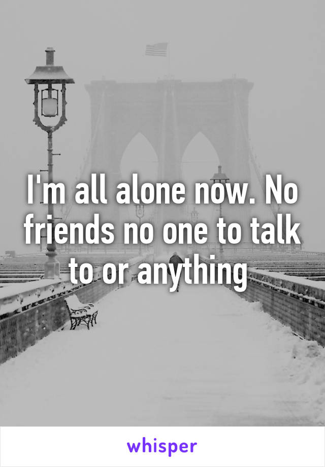 I'm all alone now. No friends no one to talk to or anything 