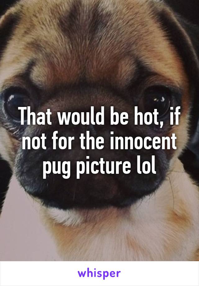 That would be hot, if not for the innocent pug picture lol