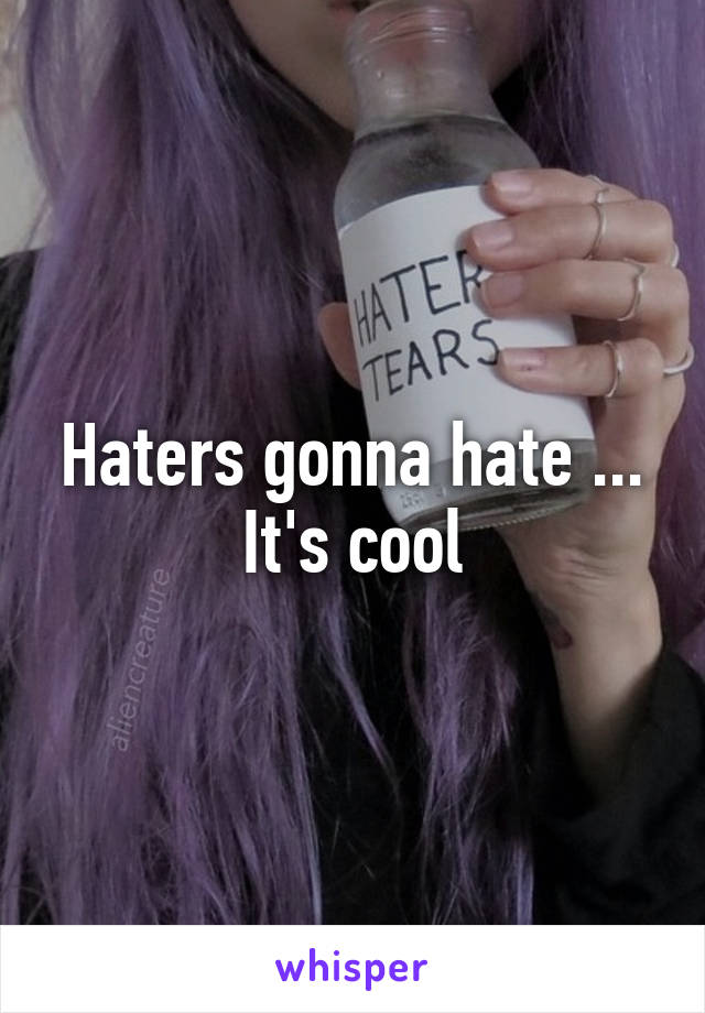 Haters gonna hate ... It's cool