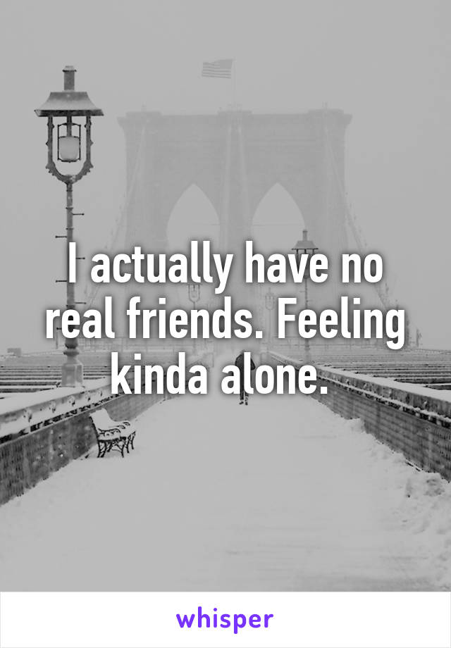 I actually have no real friends. Feeling kinda alone. 