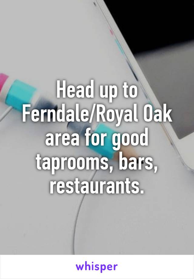 Head up to Ferndale/Royal Oak area for good taprooms, bars, restaurants.